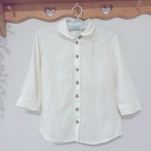 Not Perfect Linen LILLE Collar Linen Shirt in Cream with 3/4 sleeves